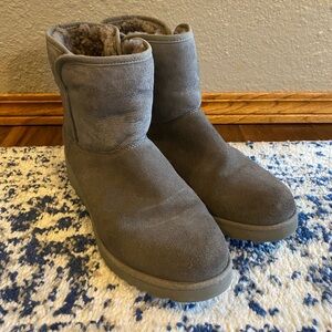 UGG Charcoal Suede Boots with Shearling